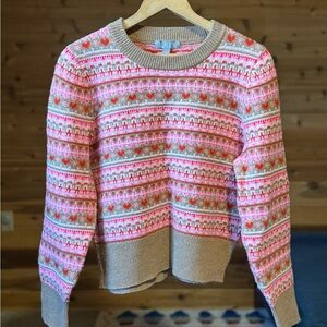 J. Crew Women's Pink and Tan Sweater